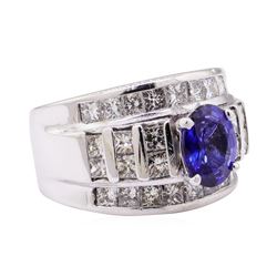 3.02 ctw Sapphire And Diamond Ring - 14KT White Gold