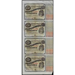 Uncut Sheet of (4) State of Louisiana Baby Bond Obsolete Notes