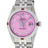 Image 1 : Rolex Mens Stainless Steel Pink Diamond & Ruby 36MM Datejust Wristwatch