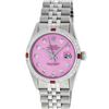 Image 2 : Rolex Mens Stainless Steel Pink Diamond & Ruby 36MM Datejust Wristwatch