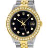 Image 1 : Rolex Mens 2 Tone 18K Black 2.5 ctw Diamond Datejust Wristwatch With Rolex Box &