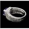 Image 3 : 2.50 ctw Tanzanite And Diamond Ring And Attached Band - Platinum