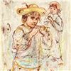 Image 2 : "Boy with Horn" Limited Edition Lithograph by Edna Hibel (1917-2014), Numbered and Hand Signed with 