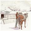 Image 2 : William Nelson, "Saddling Up" Limited Edition Lithograph, Numbered and Hand Signed by the Artist.