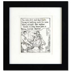 Bizarro!  Bathing Suit  is a Framed Original Pen & Ink Drawing, by Dan Piraro, Hand Signed by the Ar