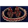 Image 1 : Navajo Sterling Silver and Garnet Cuff Bracelett and Earrings  108273