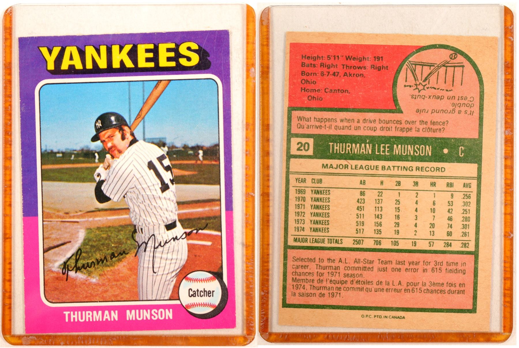 1975 Topps Thurman Munson Card 104077