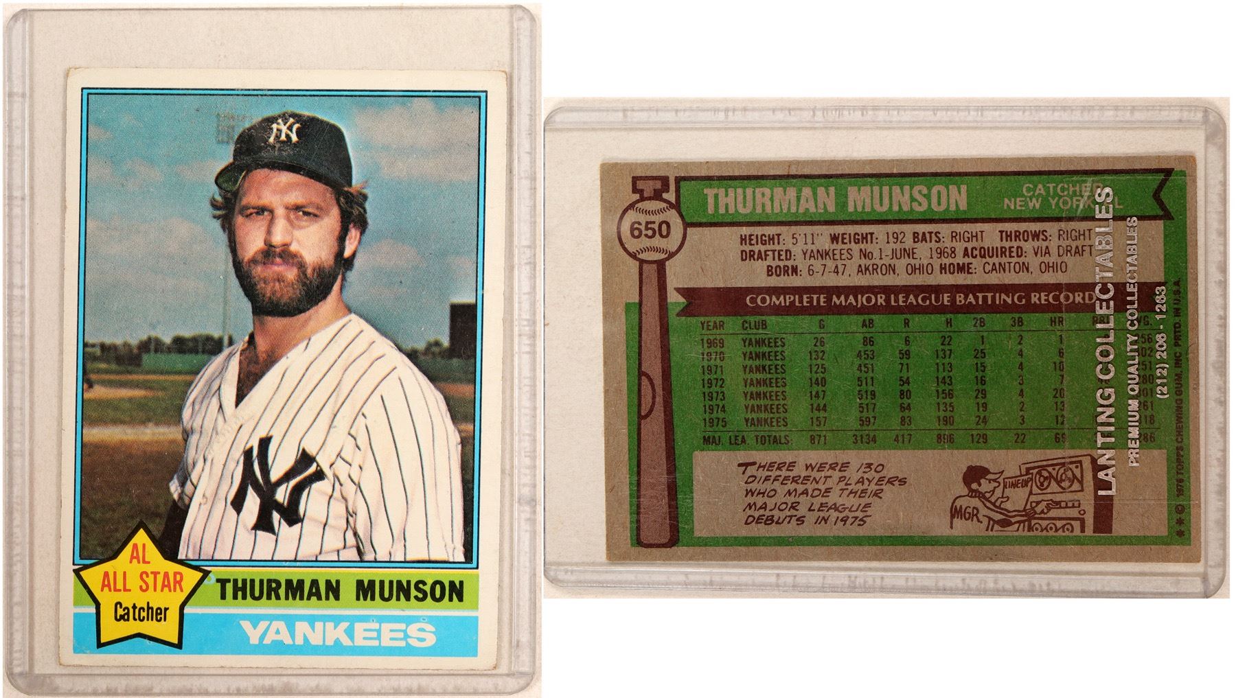1976 Topps Thurman Munson Card 104078