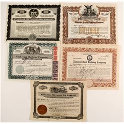 Utah Railroad stock certificates  83849