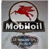 Image 1 : Petroliana Service Station Signage - Mobileoil Pegasus Socony-Vacuum Double-Sided Sign and 2 More!  