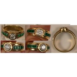 Jewelry / Diamond, Emerald & Gold Ring.  102103