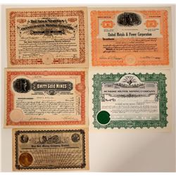 Idaho Mining Stock Certificates (5)  107466