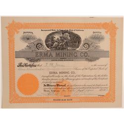 Erma Mining Company Stock Certificate  106785
