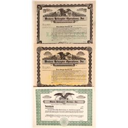 Three Helicopter Stock Certificates  106747