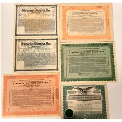 US Automobile Stock Certificate Group  107550