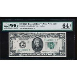 1928 $20 New York Federal Reserve Note PMG 64EPQ