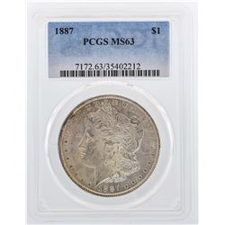 1887 $1 Morgan Silver Dollar Coin PCGS MS63