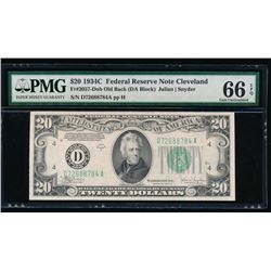 1934C $20 Cleveland Federal Reserve Note PMG 66EPQ