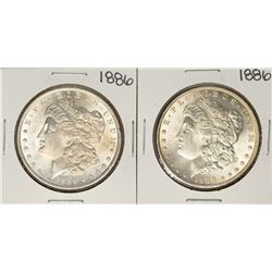 Lot of (2) 1886 $1 Morgan Silver Dollar Coins