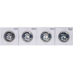 Lot of (4) 1963 Proof Franklin Half Dollar Coins