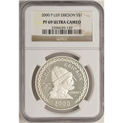 2000-P $1 Proof Leif Ericson Commemorative Silver Coin NGC PF69 Ultra Cameo