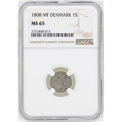 1808MF Denmark Skilling Coin NGC MS65