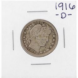 1916-D Barber Quarter Coin