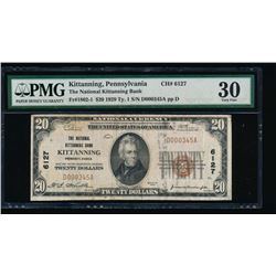 1929 $20 Kittanning National Note PMG 30