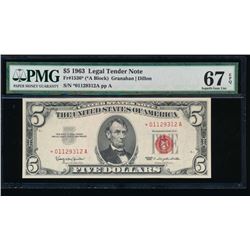 1963 $5 Legal Tender Star Note PMG 67EPQ