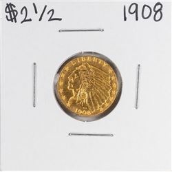 1908 $2 1/2 Indian Head Quarter Eagle Gold Coin