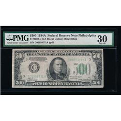 1934A $500 Philadelphia Federal Reserve Note PMG 30