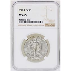 1943 Walking Liberty Half Dollar Coin NGC MS65