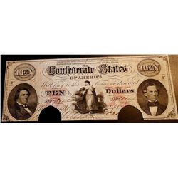 1861 $10 Confederate States of America Note