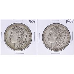 Lot of (2) 1904 $1 Morgan Silver Dollar Coins