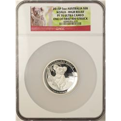 2015P Australia $8 Proof Koala High Relief 5 oz. Silver Coin NGC PF70 Ultra Cameo