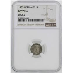 1855 Germany Bavaria Kreuzer Coin NGC MS65