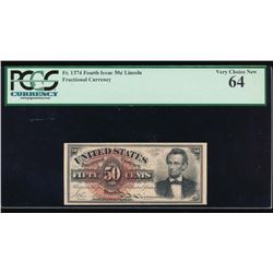 50 Cent Fourth Issue Fractional Note PCGS 64