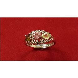 Plated 18KT Gold 4.25ctw Mixed Color Tourmaline Ring