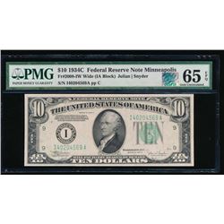 1934C $10 Minneapolis Federal Reserve Note PMG 65EPQ