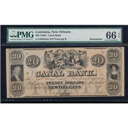 1840'S $20 New Orleans Canal Bank Note PMG 66EPQ