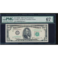 1950E $5 San Francisco Federal Reserve Note PMG 67EPQ