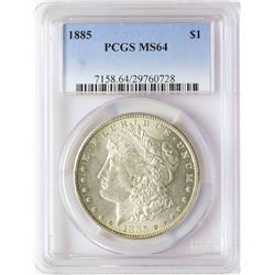 1885 $1 Morgan Silver Dollar Coin PCGS MS64