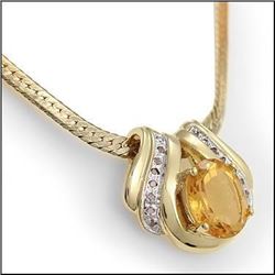 Plated 18KT Yellow Gold 7.49ct Citrine and Diamond Pendant with Chain