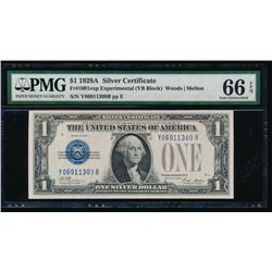 1928A $1 Experimental Silver Certificate PMG 66EPQ