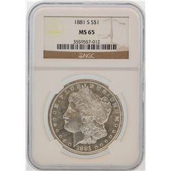 1881-S $1 Morgan Silver Dollar Coin NGC MS65 Amazing Toning