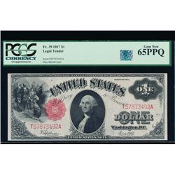 1917 $1 Legal Tender Note PCGS 65PPQ