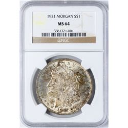 1921 $1 Morgan Silver Dollar Coin NGC MS64