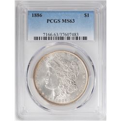 1886 $1 Morgan Silver Dollar Coin PCGS MS63