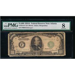 1934A $1000 Atlanta Federal Reserve Note PMG 8