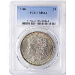 1884 $1 Morgan Silver Dollar Coin PCGS MS64 Amazing Toning